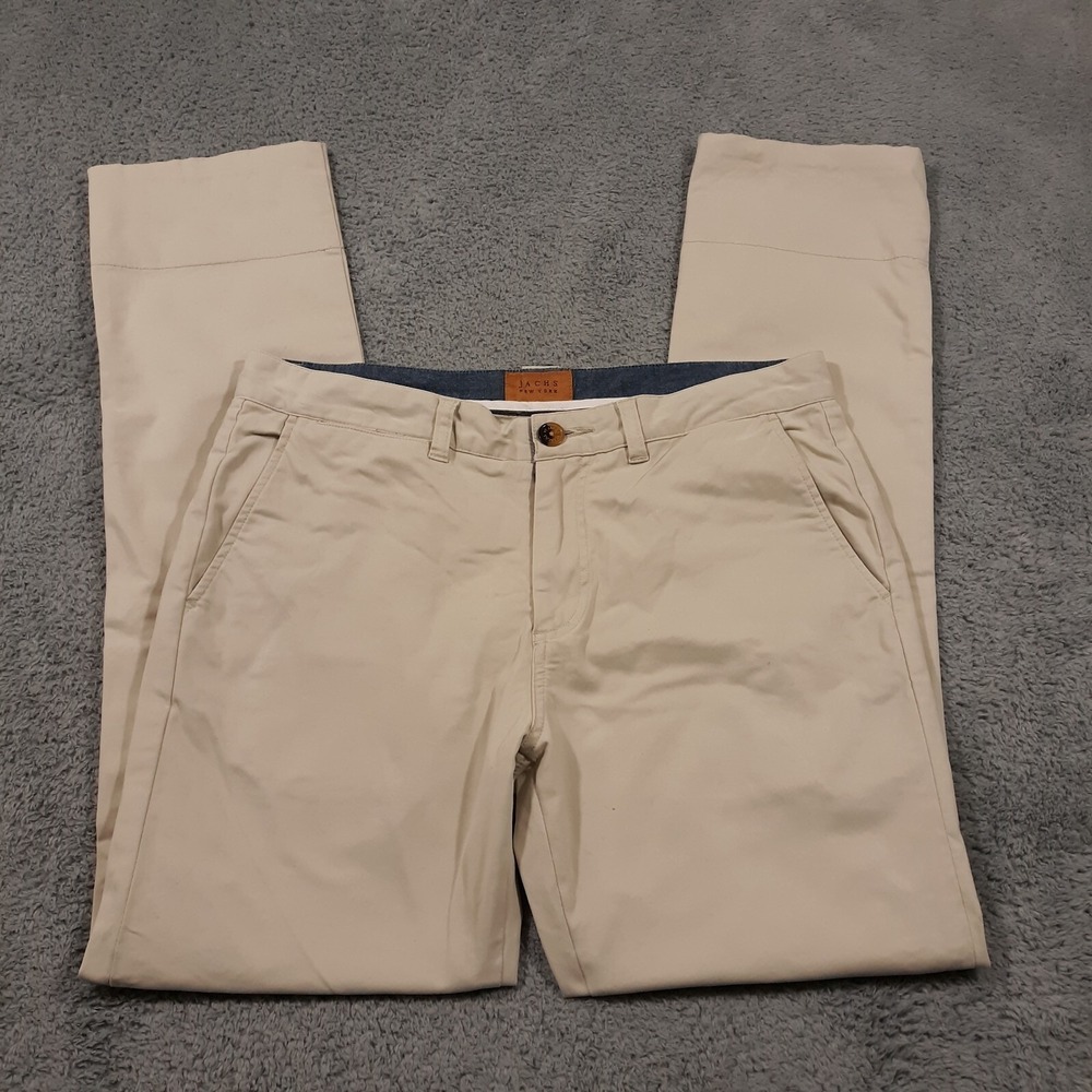 Jachs Chino Pants Mens Size Waist 32 Inseam 31.5 Beige Flat Front
